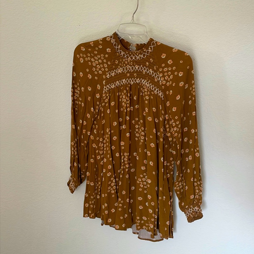 Free People brown floral top